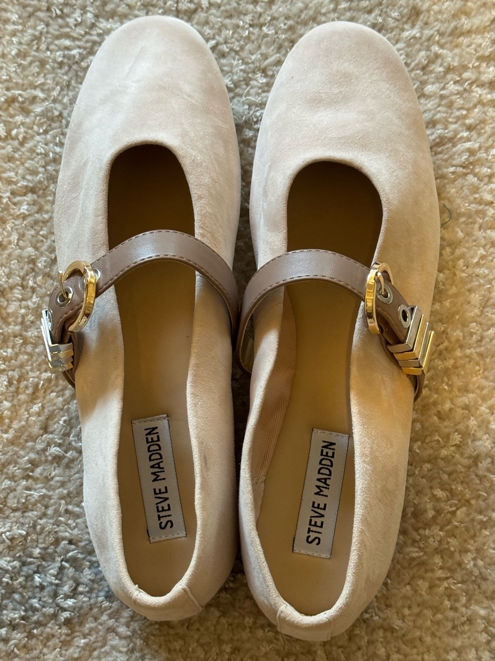 NEW Steve Madden Lucia Mary Jane Flat in Taupe Suede - Picture 10 of 12